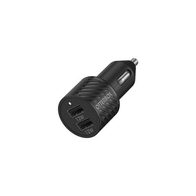 Otterbox Usb-A Dual Port Car Charger, 24w Combined - Black