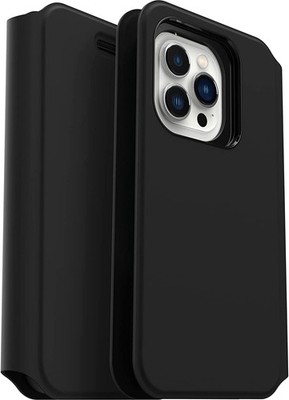 Otterbox Strada Via Case For Iphone 13 Pro, Shockproof, Drop Proof, Slim, Soft Touch Protective Folio Case With Card Holder, 2x Tested To Military Standard, Black