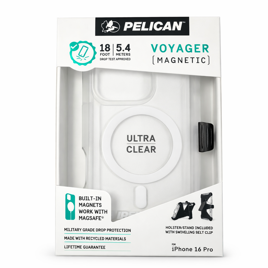 Pelican Voyager Apple Iphone 16 Pro Magsafe Compatible Case And Holster - Clear