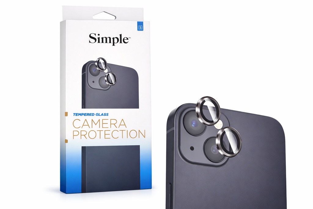 Simple Tempered Glass Camera Lens Protector For Iphone 15 / 15 Plus