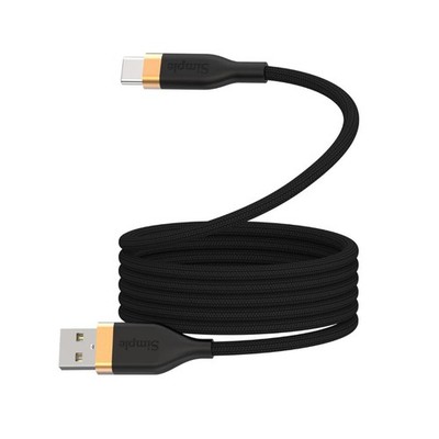 Simple - Automatic Magnetic Cable Management Usb-A To Usb-C Cord - 6ft - Black