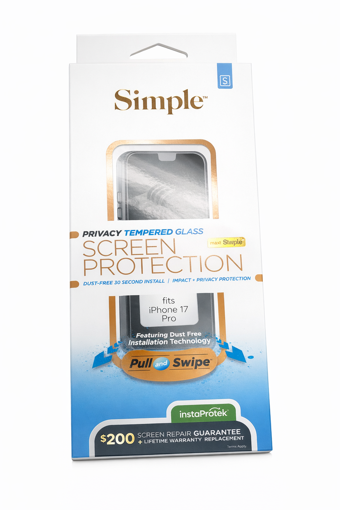 Simple Privacy Tempered Glass Screen Protector For Iphone 17 Pro (Only)