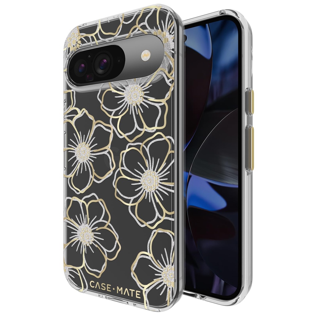 Case-Mate Google Pixel 9/9 Pro Case [6.3”,2024] [12ft Drop Protection] [Wireless Charging] Floral Gems Phone Case For Google Pixel 2024 Series - Sparkly Rhinestones Cover - Shockproof, Anti Scratch