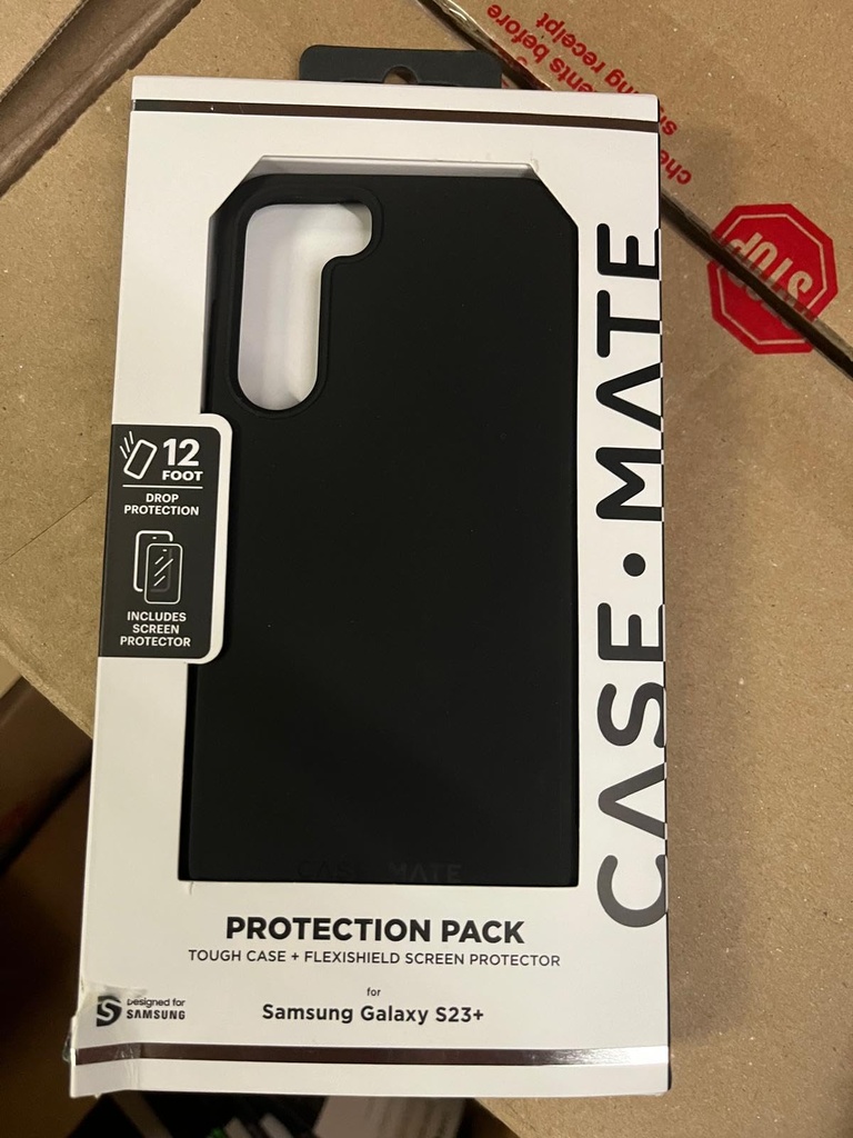 Case-Mate Samsung Galaxy S23+ Case Cover With Tempered Glass Screen Protector - Black, 10ft Drop Protection, Wireless-Charging Compatible Phone Case And Anti-Fingerprint Screen Guard