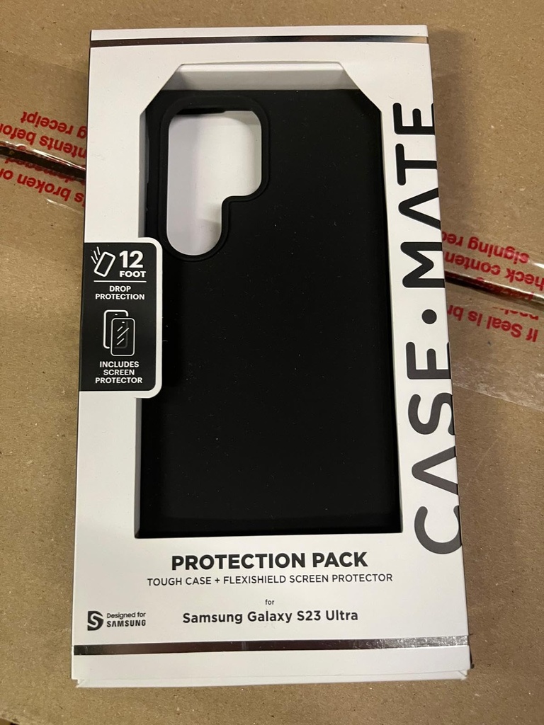 Case-Mate Samsung Galaxy S23 Ultra Case With Screen Protector (Flexishield) [6.8"] [10ft Drop Protection] [Wireless Charging] Tough Black Phone Case For Samsung Galaxy S23 Ultra - Anti-Scratch, Slim