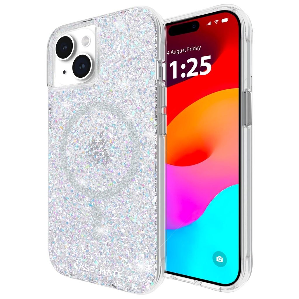 Case-Mate Iphone 15 Case - Twinkle Disco [12ft Drop Protection] [Compatible With Magsafe] Magnetic Cover With Cute Bling Sparkle For Iphone 15 6.1", Anti-Scratch, Shock Absorbent Material, Slim