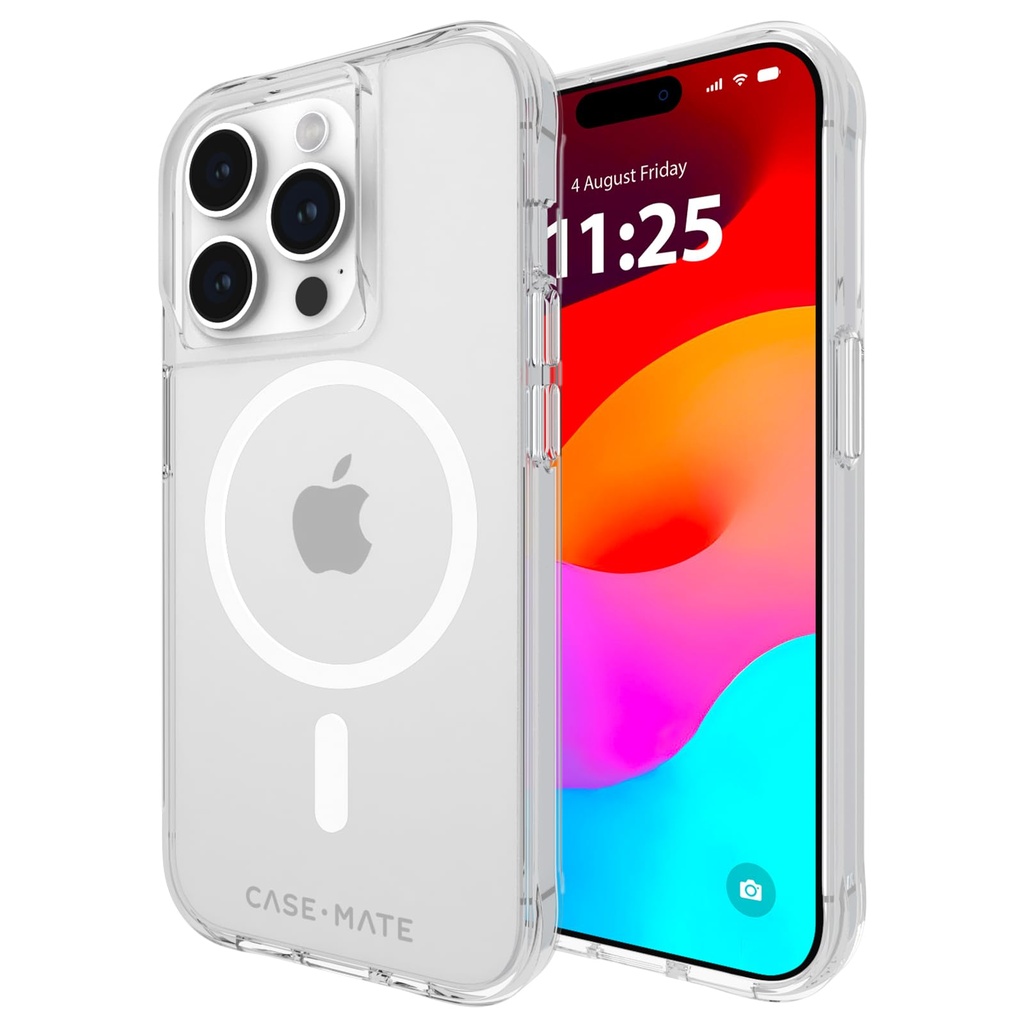 Case-Mate Tough Iphone 15 Pro Case - Clear [12ft Drop Protection] [Compatible With Magsafe] Magnetic Phone Case For Iphone 15 Pro 6.1", Shockproof Cover With Anti Yellowing, Anti Scratch Tech