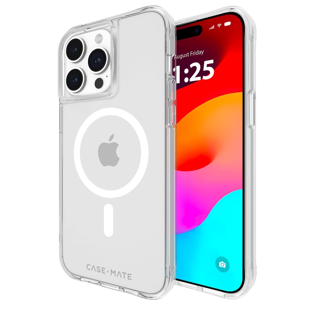Case-Mate Tough Iphone 15 Pro Max Case - Clear [12ft Drop Protection] [Compatible With Magsafe] Magnetic Phone Case For Iphone 15 Pro Max 6.7", Shockproof Cover With Anti Yellowing, Anti Scratch Tech