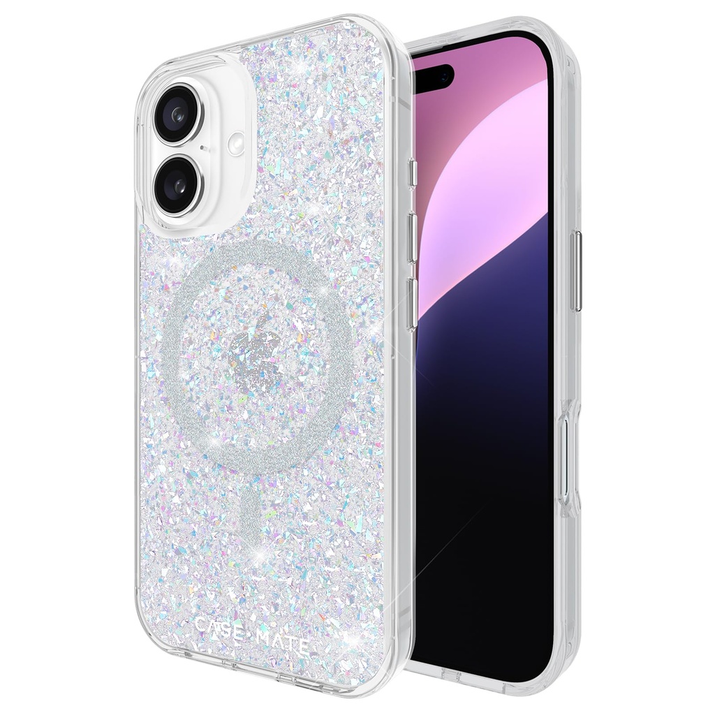 Case-Mate Iphone 16 Case [Compatible With Magsafe] - Stylish Sparkly Phone Case With 12ft Drop Protection - Premium Magnetic Cover For Iphone 16 - Twinkle Disco