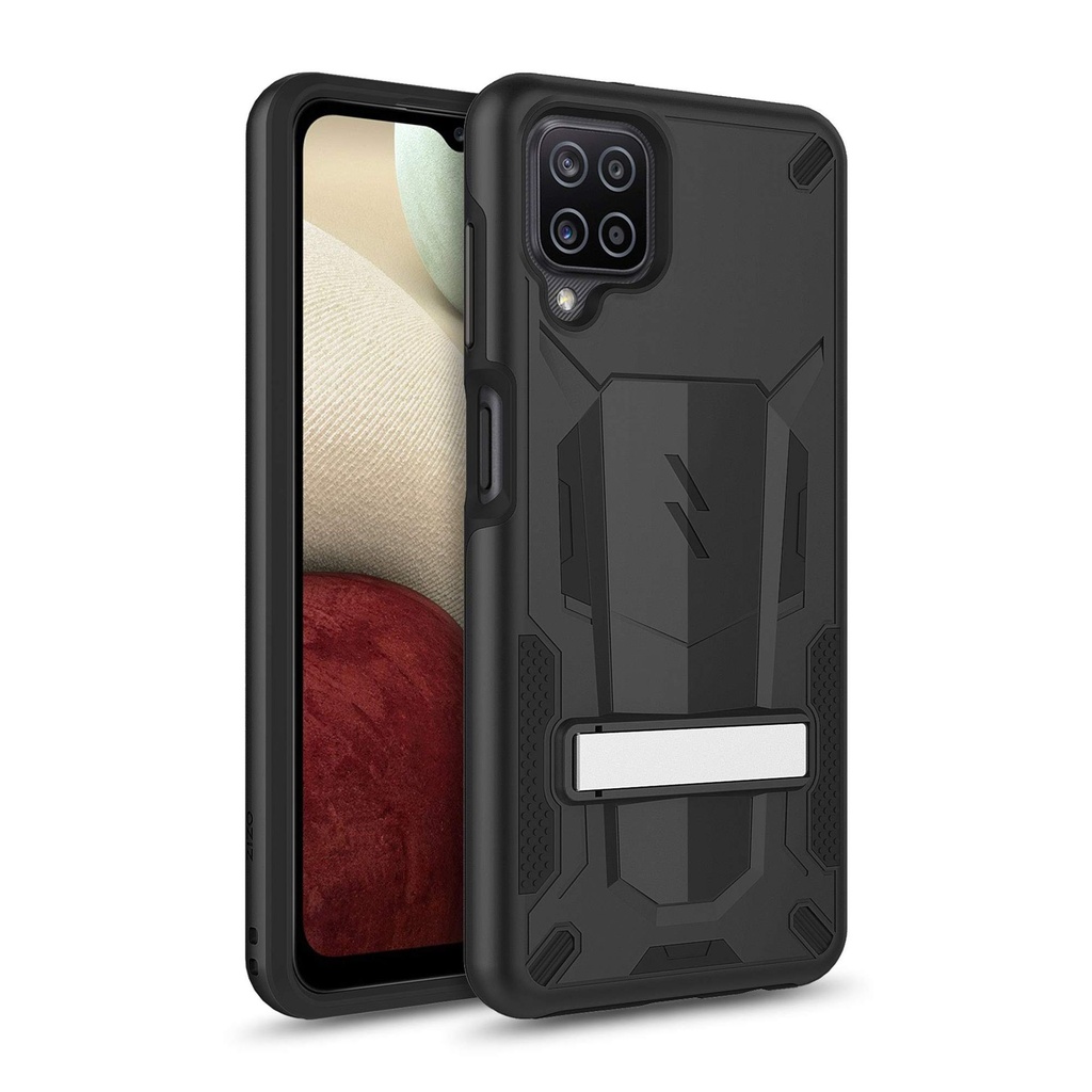 Zizo Transform Series For Galaxy A12 Case - Rugged Dual-Layer Protection With Kickstand - Black