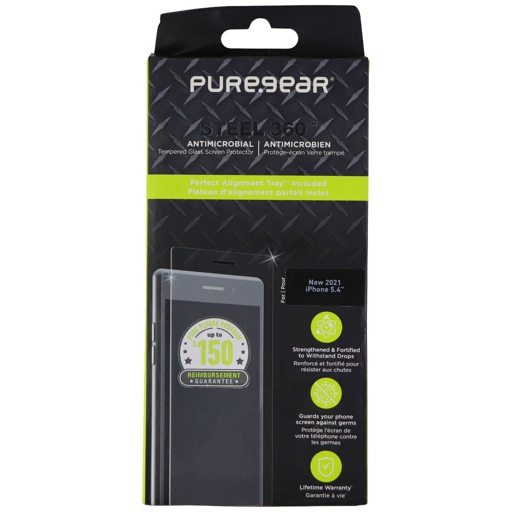 Puregear Steel 360 Tempered Glass Protector For Apple Iphone 13 Mini - Clear