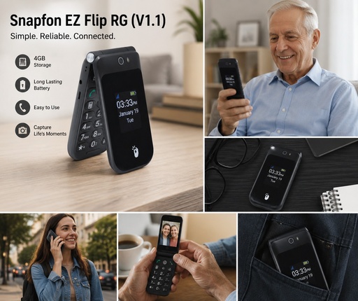 [SNP.EZFLP.4.BK.N.L.TMB.FF.0.0.2] Snapfon EZ Flip RG (V1.1) 4GB Black - [New]