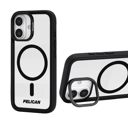 [840171753806] Pelican Protector Iphone 17 Case With Camera Stand [Magsafe Compatible] Rugged Magnetic Phone Case With 16ft Military-Grade Drop Protection - Heavy Duty Phone Cover For Iphone 17 - Clear