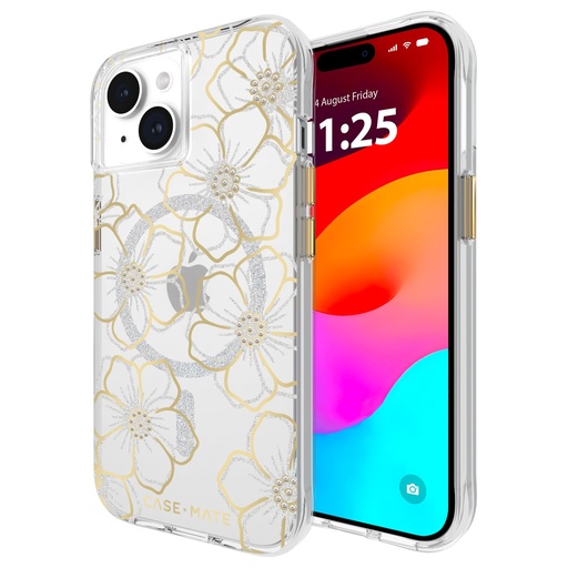 [840171728224] Case-Mate Iphone 15 Case - Floral Gems [12ft Drop Protection] [Compatible With Magsafe] Magnetic Cover With Sparkly Rhinestones For Iphone 15 6.1", Anti-Scratch, Shock Absorbent Materials, Slim
