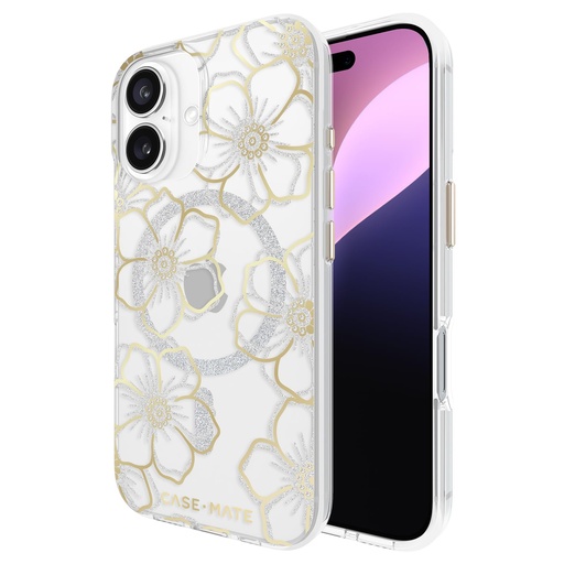 [840171740172] Case-Mate Iphone 16 Case [Compatible With Magsafe] - Sparkly Floral Phone Case With 12ft Drop Protection - Premium Magnetic Cover For Iphone 16 - Floral Gems