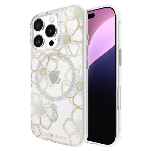 [840171740592] Case-Mate Iphone 16 Pro Case [Compatible With Magsafe] - Sparkly Floral Phone Case With 12ft Drop Protection - Premium Magnetic Cover For Iphone 16 Pro - Floral Gems