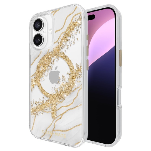 [840171741407] Case-Mate Iphone 16 Case [Compatible With Magsafe] - Stylish Marble Phone Case With 12ft Drop Protection - Premium Magnetic Cover For Iphone 16 - Karat Granite