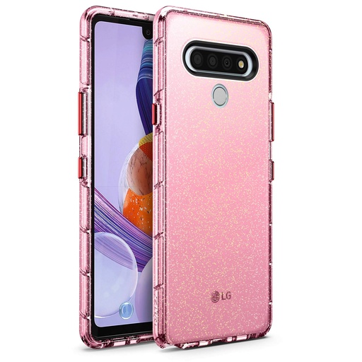 [888488326030] Zizo Surge Series For Lg Stylo 6 Case - Ombre Glitter Case Customizable Buttons - Pink Glitter
