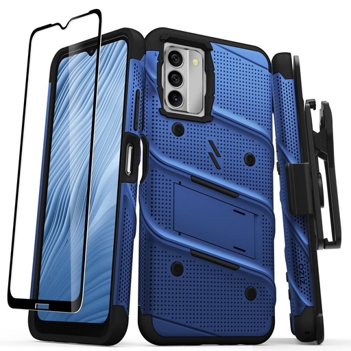 [888488337418] Zizo Bolt Bundle For Nokia G400 5g Case With Screen Protector Kickstand Holster Lanyard - Blue