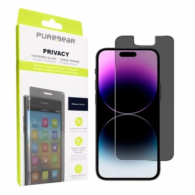 [810096250780] Puregear 2-Way Privacy Tempered Glass Screen Protector Compatible W/ Apple Iphone 14 Pro (2022) 6.1", Self Alignment Installation Tray, Touch Sensitive, Case Friendly, Anti-Fingerprint Coating, Lifetime Replacement, Protect Your Privacy Conceal Your Screen