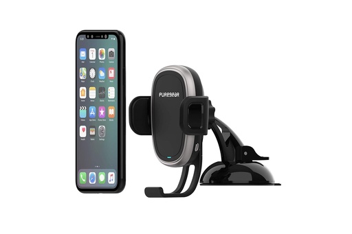 [818719026286] Puregear Autogrip 7.5w/10w Qi-Certified Car Charger, Self-Gripping System, 3ft. Usb-C Charging Cable, Black Color Dash Mount For Qi Enabled Phone - Iphone 12/11, Galaxy S20/Note 20, Pixel, & More